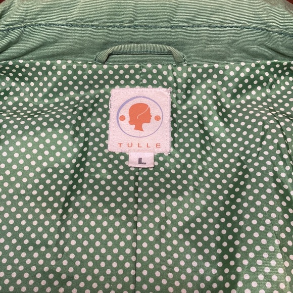 Anthropologie Tulle Brand Green Short Sleeve Jacket Large - Medium - Picture 5 of 6